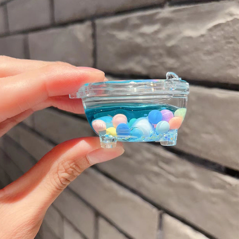 Wholesale Acrylic Bubble Beads Into Oil Quicksand Creative Key Chain